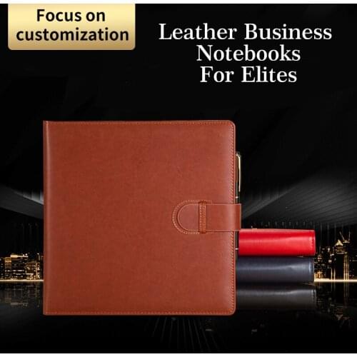 A5 Square Design Black Blue Brown Red Leather Notepad,Ring Binder Organizer Notebooks Sketch Book