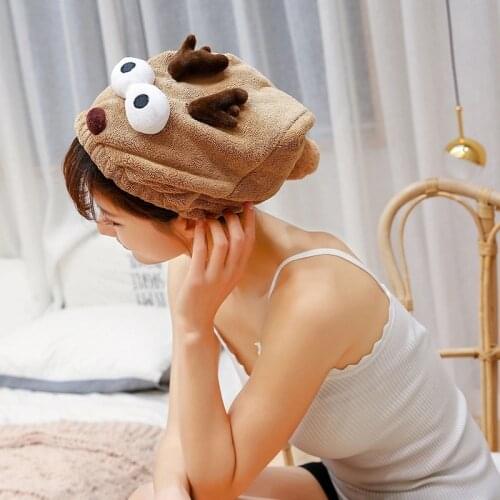Cute Cartoon Shower Cap Microfiber Hair Dry Cap Quick-Drying Women Hair Towel Bathing Cap Absorbent Shower Hat for Bath Sauna