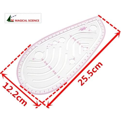 Vary form curve ruler 24cm Transparent Clothing universal ruler Patchwork cutting Multifunction Sewing rulers