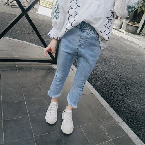 Fashion Thin Jeans Pants for Baby Girls Children Clothing Kids Spring Autumn Boot Cut Jeans Toddler Trousers Patchwork Irregular