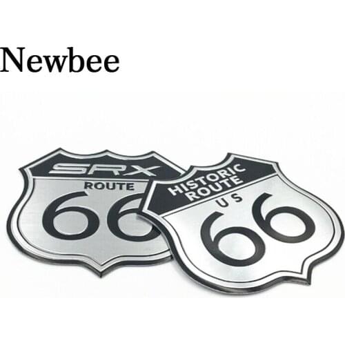 Newbee Car Styling 3D Metal Sign Sticker America US HISTORIC ROUTE 66 ROAD Emblem Badge SRX Logo Motorcycle Decal For Cadillac