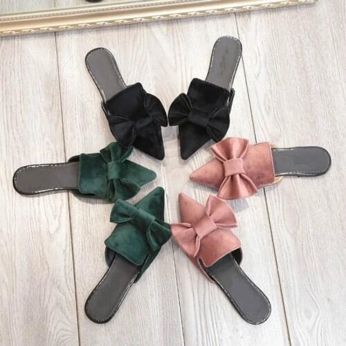 2020 New Bow Pointed Slippers Female Summer Fashion Ping Baotou Slippers Outer Wear Slipper
