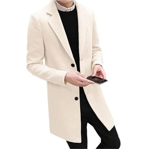 2020 New Winter Woolen Coat Men Leisure Long Sections Party Trench Jacket Male Pure Color Fashion Outerwear/Casual Boy Overcoat