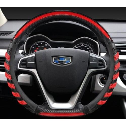 D Shape Steering Wheel Cover PU Leather for Geely Atlas Emgrand EC7 Coolray VW Golf 7 Hyundai Santa fe 2014-2020