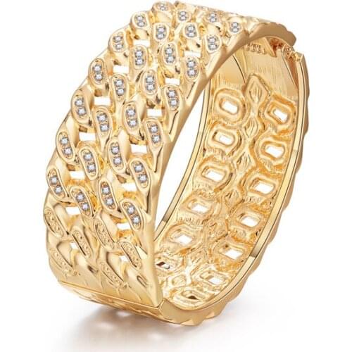 ORNAPEADIA 2021 Hot Sale Bracelet Personality Fashion Jewelry Fashion Diamond Hollow Wide Side Chain Bracelet Wholesale