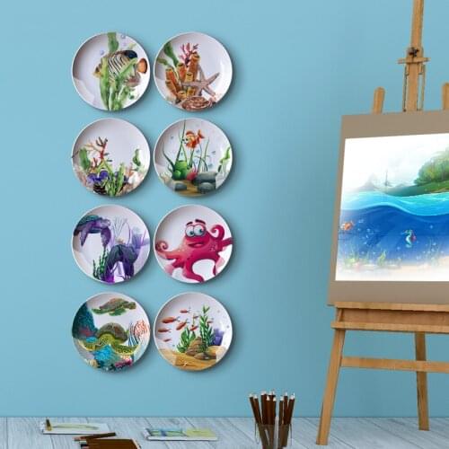 Simple ocean style ceramic swing plate fashion decoration hanging plate living room dining room sofa background wall