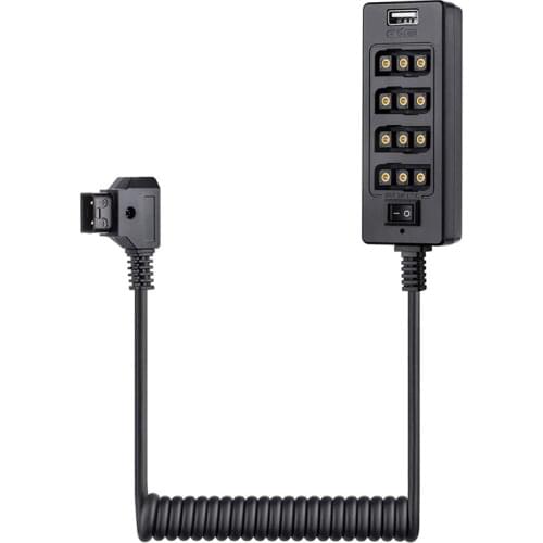 Dtap Splitter Cable with Power Switch D-Tap for V-Mount V Lock, Gold Mount Battery to 3P x 4 Female Port & USB Port