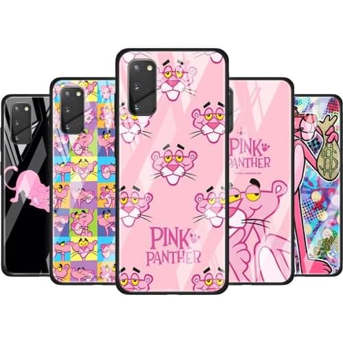 Pink Panther for Samsung Galaxy S20 FE Ultra Note 20 S10 Lite S9 S8 Plus Luxury Tempered Glass Phone Case Cover