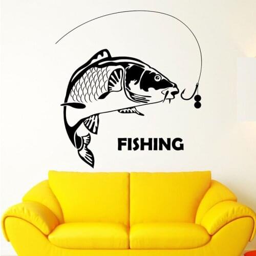 FISHING Hook FISH Line Outdoor Sports Hobby Home Decor Wall Sticker Vinyl Decal Interior Living Room Bedroom Poster Mural FS14