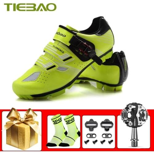 Tiebao Mountain Bike Sneakers Men Women Self-locking Breathable Sapatilha Ciclismo Mtb Cycling Shoes Add SPD Pedals Mtb Footwear