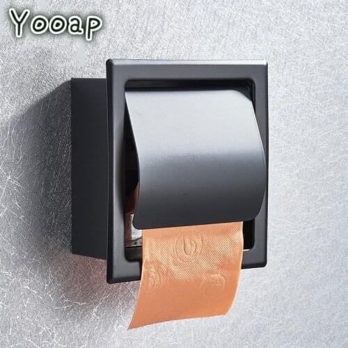 Yooap Matte Black Chrome Toilet Paper Holder Stainless Steel 304 Roll Paper Box Porta Papel Higienico Roll Paper Tissue Box