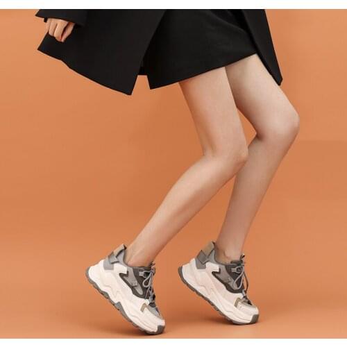 2021 New Womens Spring Platform Chunky Sneakers,Gray Brown Sports Shoes,Comfort Casual High Sneaker Women Vulcanize Sneakers