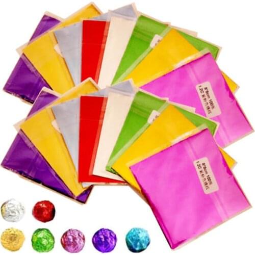 100pcs Square Aluminum Foil Wrappers Colorful Package for Sweets Candy Chocolate Lollipops