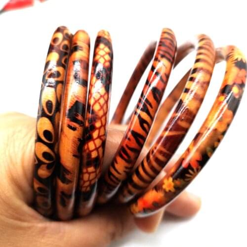 Free Shipping!! leppard printing Wood bangles can mixed 6 designs