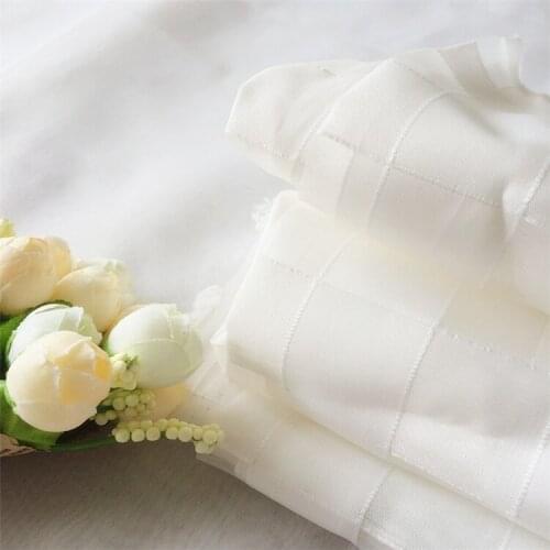 Free shipping Organza plaid cloth fabric large squares geometric pattern ladies dress material DIY