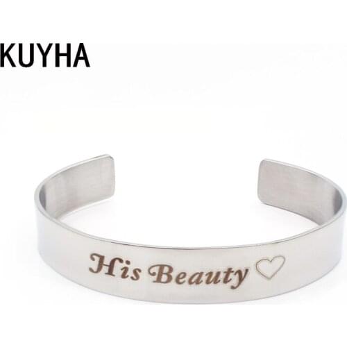 Silver Color Stainless Steel Bangle Engraved Cuff Bracelets For Women/Men Words Name Jewelry Present
