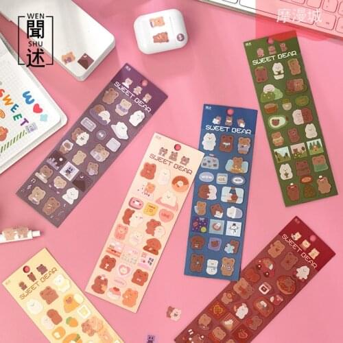 BULA 2 sheets Ins Kawaii PET Stickers DIY Scrapbooking Mobile Phone Case Diary Stationery Decoration Happy Planner Sticker