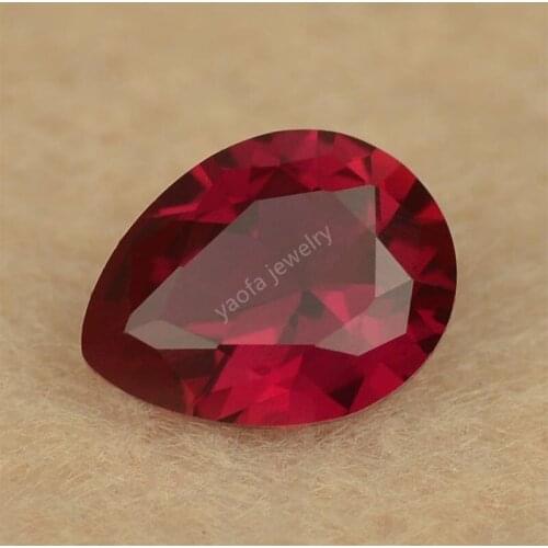 Sale 5A 2x3~13x18mm 8# Deep Red Synthetic Gems Rubys Loose Teardrop Pear Brilliant Cut Corundum Stone Beads For Jewelry