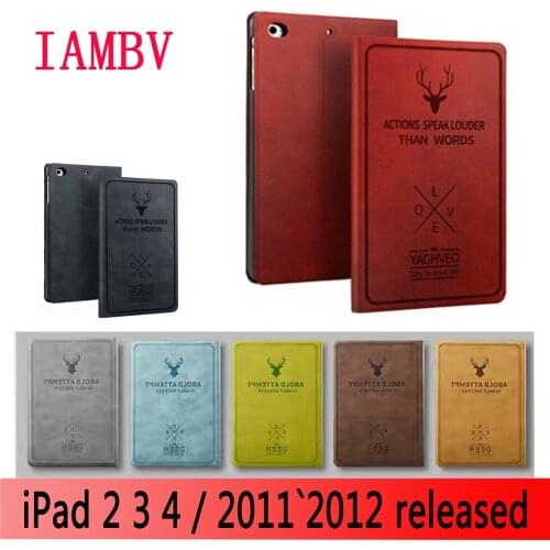 Case for iPad 2 3 4 Deer pattern PU leather Smart Auto Sleep Wake Tablet For ipad A1460`A1459`A1458`A1416`A1430`A1403`A1395