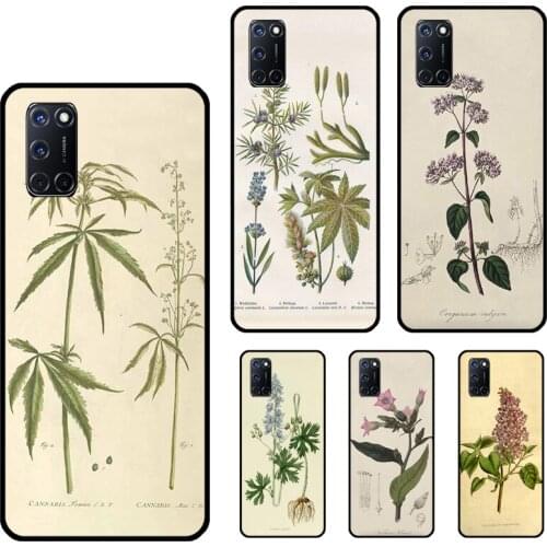 Botanical Drawings Flowers Plants For OPPO A15 A83 A91 A1K A3S A5S A31 A53 A5 A9 2020 A52 A72 Reno 2 Z 4 Pro F5 Case Cover