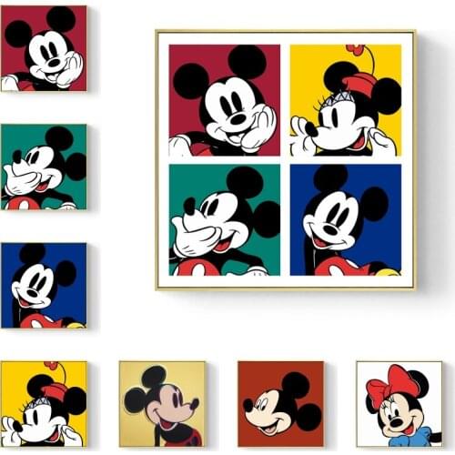 Disney Cartoon Canvas Painting Mickey and Minnie Posters and Prints Cuadros for Children Bedroom Decoration