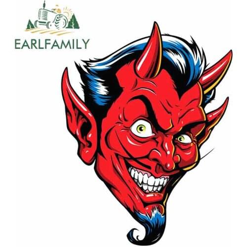 EARLFAMILY 13cm x 10cm For Devil Refrigerator Decor Car Stickers Vinyl Material Decal Waterproof Sunscreen Personality Creative