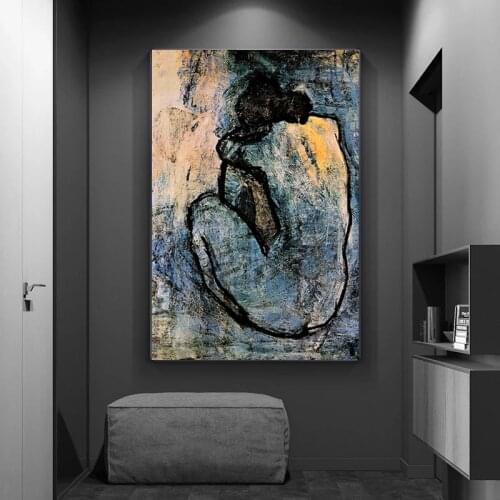 Famous Painting Blue Nude By Pablo Picasso Poster and Prints Canvas Painting Wall Art Cuadros Pictures for Living Room Decor