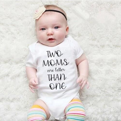 0-24M Two Moms than One Pattern Baby Bodysuit Baby Girls Boys Rompers Newborn Kids Clothes One Piece Cotton Soft Infant Outfits