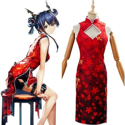 Arknights CHEN Cosplay Costume Uniform New Year Cheongsam Red Dress Suit Outfit