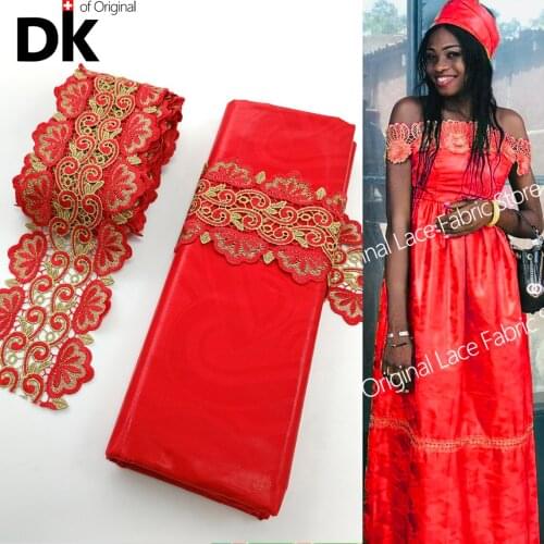 2021 New Design Afrian Lace Fabric 5 Yards Ribbon For Crafts With 5 Yards Bazin Riche Fabric Nigeria Venice Lace Crochet Cord