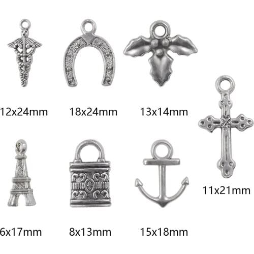 30pcs/lot Antique Silver Plated Charm Cross Beads Metal Pendant Handmade For DIY Jewelry Making Necklaces Handicrafts Supplies