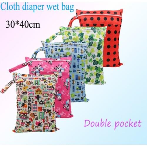 New coming colorful Printing Diaper wet bag Double Zippered Reusable Waterproof baby Cloth Diaper Wet Dry Bag 1pcs free shipping