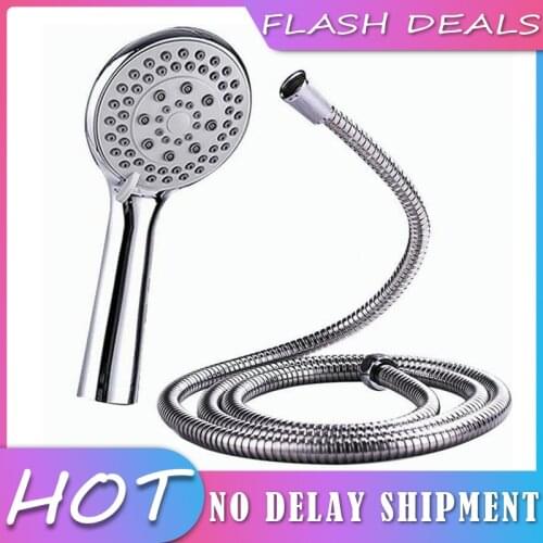 5-Mode Universal Shower Head with Hose Chrome Plating HandHold Rainfall Jet Spray High Pressure Powerful Shower Head