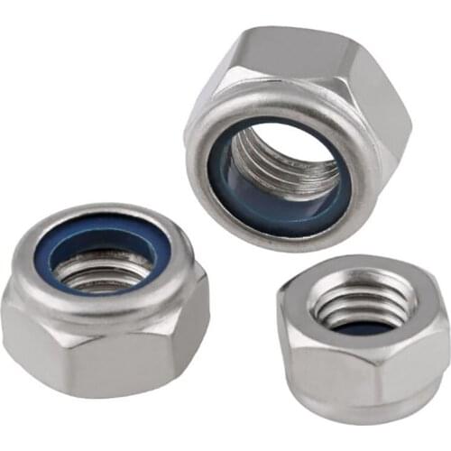 Nylon-Insert Locknuts 304 A2 Stainless Hexagon Hex Nut M2 M2.5 M3 M4 M5 M6 - M24