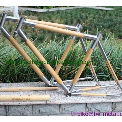 New designed Titanium Bamboo mixed road bike frame, Titanium Bamboo integrated CYC frame, China Titanium bicycle frame Bamboo