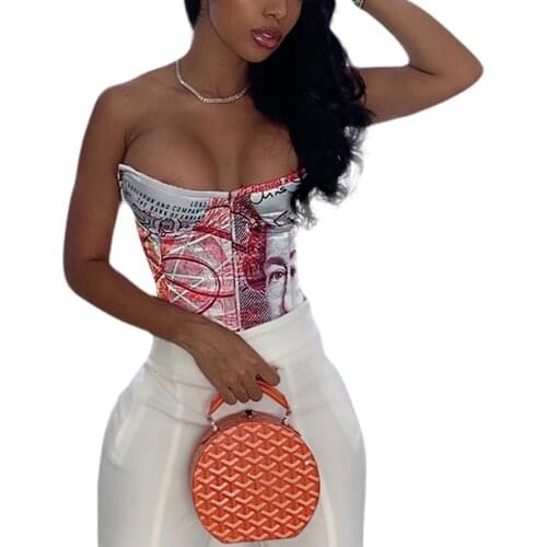 2020 New hot Fashion Women Sexy Corset Tops, Summer Trendy Print Spaghetti Strap Backless Push Up Bustier Camisole топы женские