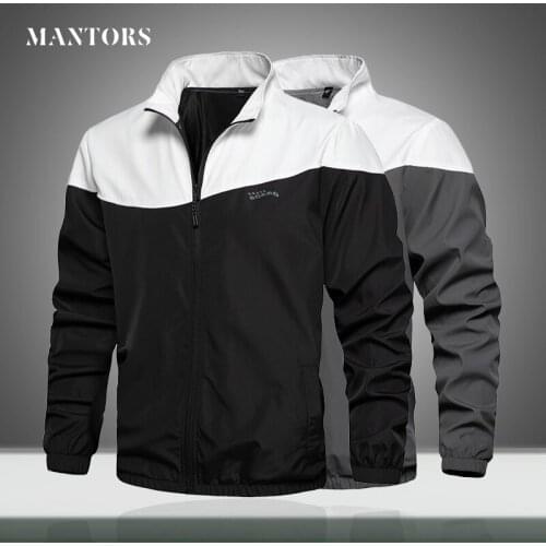 2020 New Trend Mens Casual Jacket Slim Fit Men Solid Patchwork Baseball Bomber Jacket Autumn Male Zipper Coats Thin Stand Collar