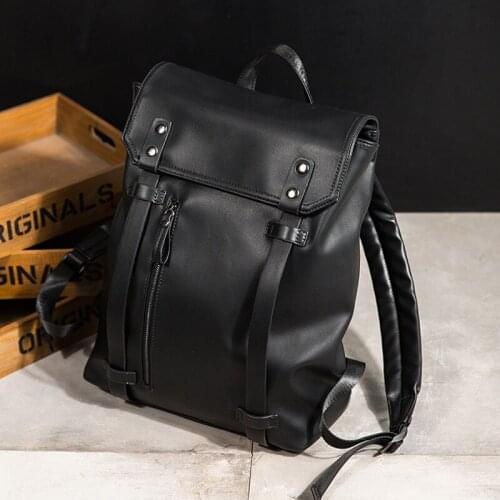 New Mens Soft Pu Shoulder Bag Fashion Trends Commuter OL Backpack Traveling Multi-function Large-capacity Backpack