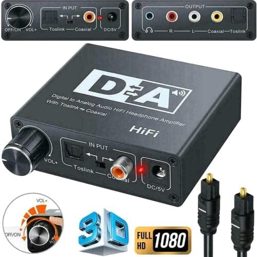 New Digital To Analog Fiber Converter Coaxial To 5.1 Channel Audio Decoder 3.5mm Headphone With Adjustment
