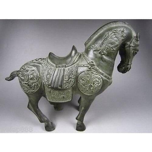 Excellent Chinese Bronze Horse Statue Carved With Dragon Sculpture Free Shipping