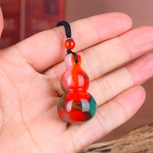 Natural Xinjiang Colour Jade Gourd Pendant Necklace Charm Jewellery Fashion Accessories Hand-Carved Man Luck Amulet Gifts