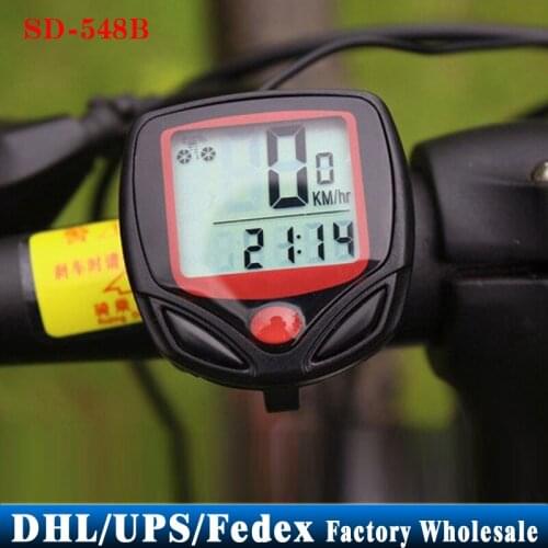 50Pcs/Lot Wired Cycle Bicycle Computer Odometer Speedometer LCD Waterproof 14 Functions SD-548B