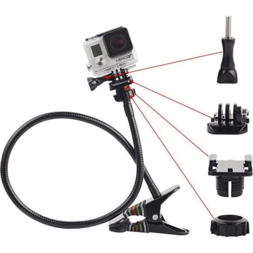 Adjustable Clamp Mount + Tripod Gooseneck Extension + 1pcs Black Screw for GoPro Hero 9 8 7 6