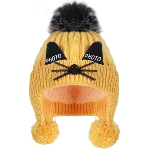 Winter Cute Cartoon Cat Baby Boy Girls Hat Christmas Knitted Kids Hat Warm Infant Cap Ear Protection Children Beanie Hat
