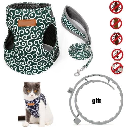Cat Harness and Leash for Walking, Escape Proof Soft Adjustable Vest Harnesses for Cats, Retractable Deworming Dog