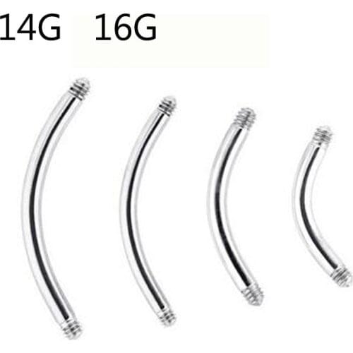 SaYao 50 Pieces Stainless Steel Replacement Eyebrow Ring Bar Barbell Earring DIY Tongue Curved Banana Bar Body Piercing Jewelry
