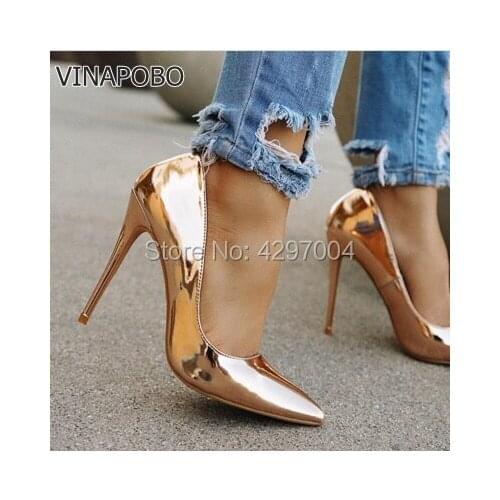 Vinapobo12CM High Heels Shoes Woman High Heels Pumps Patent Leather Ladies Shoes Black Heels Women Shoes High Heels Women Pumps