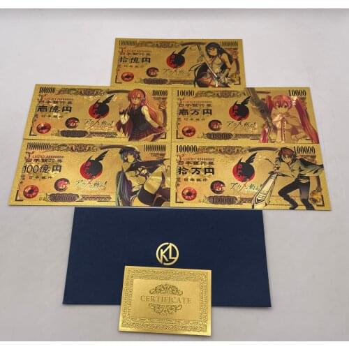 2021 We Have More Manga Japanese Anime Akame-ga-KILL! 10000 Yen Gold Banknotes for Souvenir Gifts and Collection