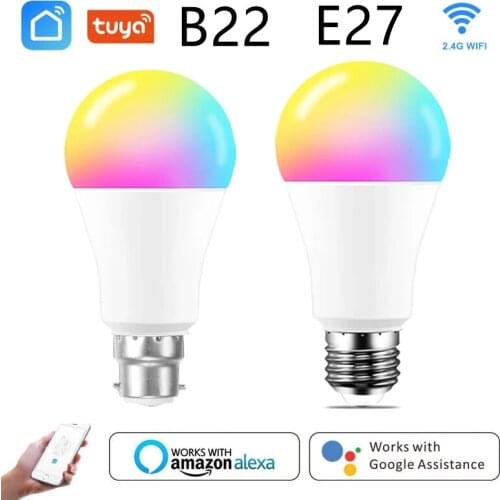 TUYA Smart Home Bluetooth Led Bulb E27/B22 10W 1000LM WiFi Smart Light Bulb RGB Dimmable APP Voice Control Alexa Google Home
