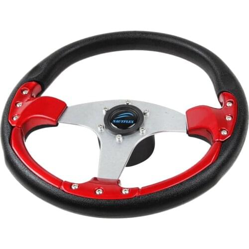 Universal 350mm 13.8inch Aluminum Boat Yacht Marine Pontoon Boat Steering Wheel 3 Spoke 3/4-inch Shaft Tapered Key